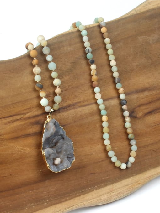 handmade Natural Irregular Stone Pendant Women Necklace 3