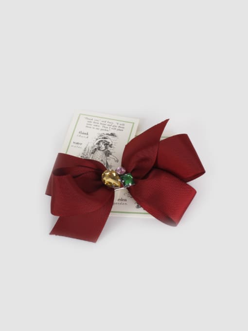 Red With Diamond Red Bow Hair clip