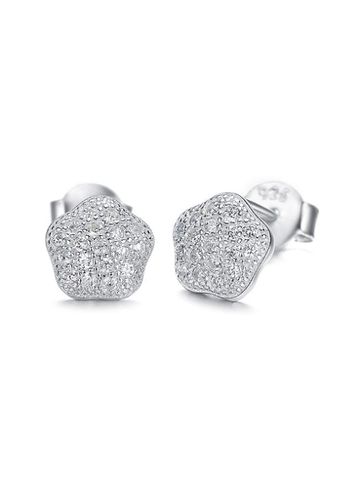 CEIDAI Tiny Shiny Zirconias-covered Star 925 Silver Stud Earrings 0