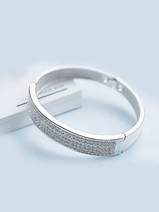 white White Gold Plated Crystals Bangle