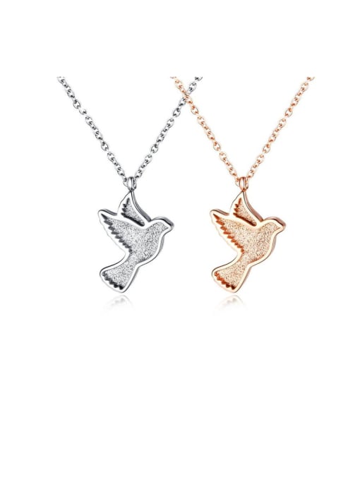 Open Sky Titanium With Rose Gold Plated Simplistic Insect Little Bird Necklaces 0