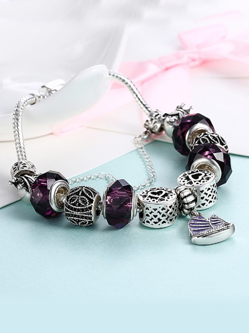 OUXI Fashion Purple Glass Personalized Bracelet 2