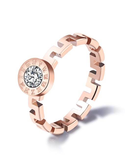 Open Sky Stainless Steel With Rose Gold Plated Fashion The Great Wall pattern Rings 0