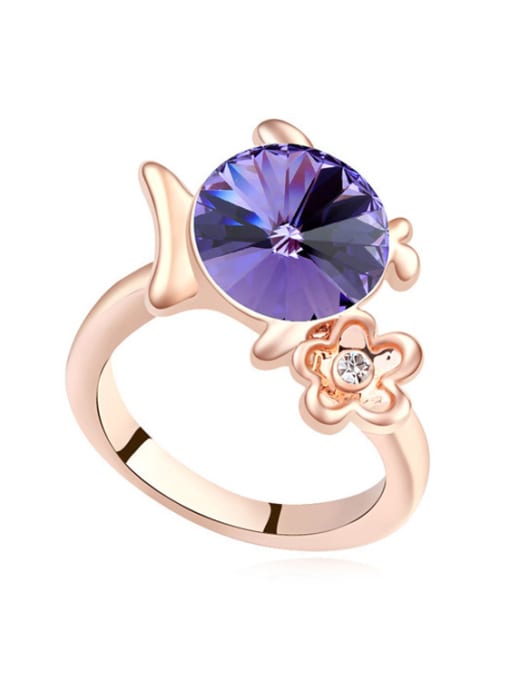 purple Fashion Cubic austrian Crystal Flower Alloy Ring