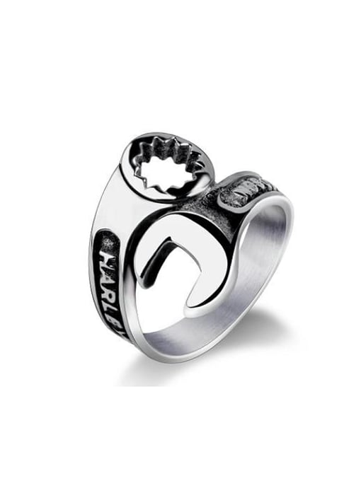 RANSSI Titanium Personalized Rolled Wrench Statement Ring 0