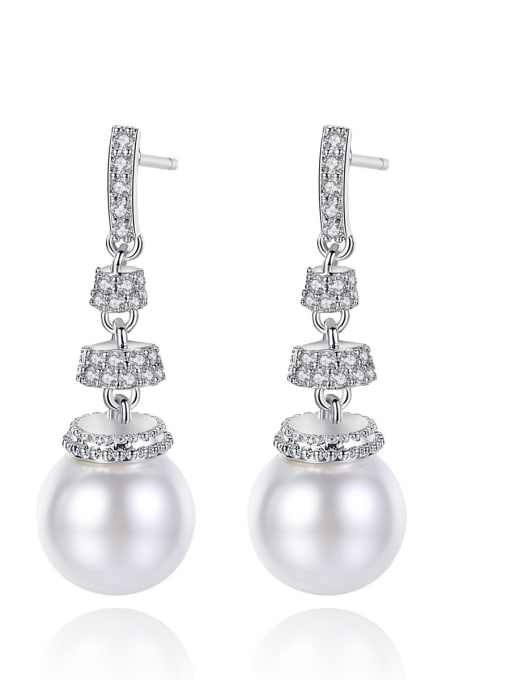 BLING SU Copper With 3A cubic zirconia Trendy Ball Drop Earrings 0