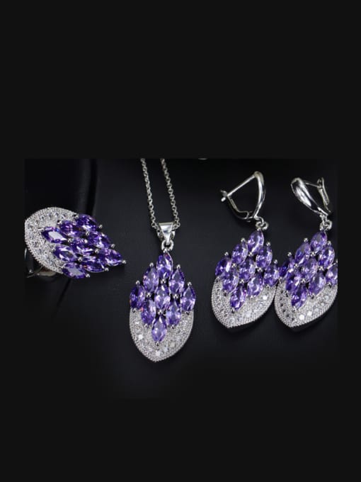 Purple Ring 9 Yards Exquisite Luxury Wedding Accessories Jewelry Set
