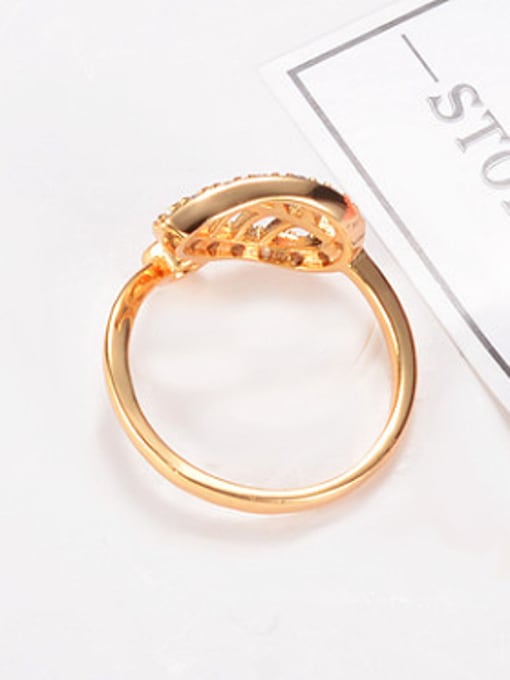 SANTIAGO Elegant Rose Gold Plated Leaf Shaped Zircon Ring 1