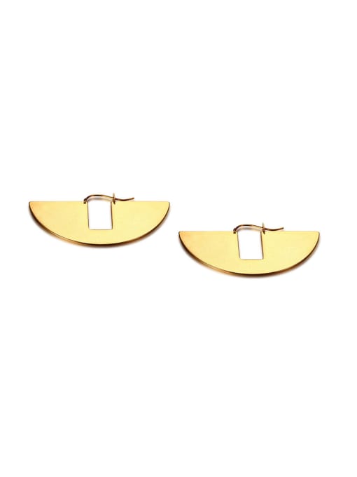 LI MUMU Trendy exaggerated sheet metal fan-shaped stainless steel earrings 1