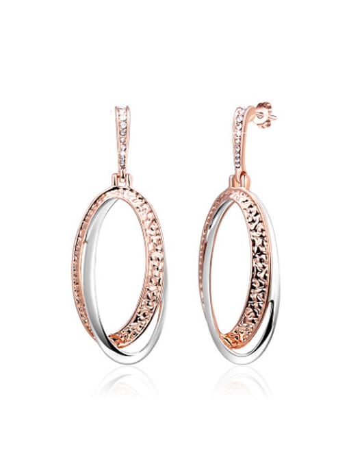 Rose Gold Trendy Geometric Shaped Rhinestones Alloy Drop Earrings