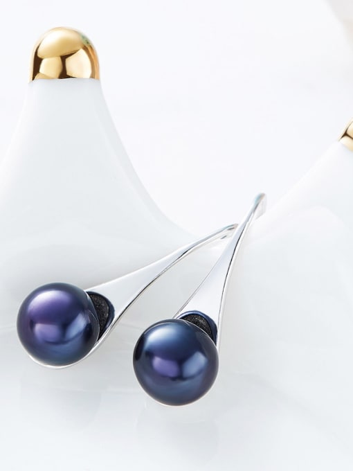 CEIDAI Simple Freshwater Pearl 925 Silver Earrings 2