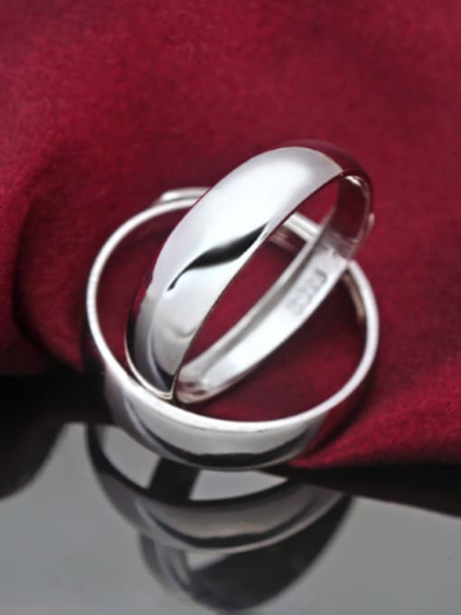 Rosh S925 silver smooth opening couple band rings 0