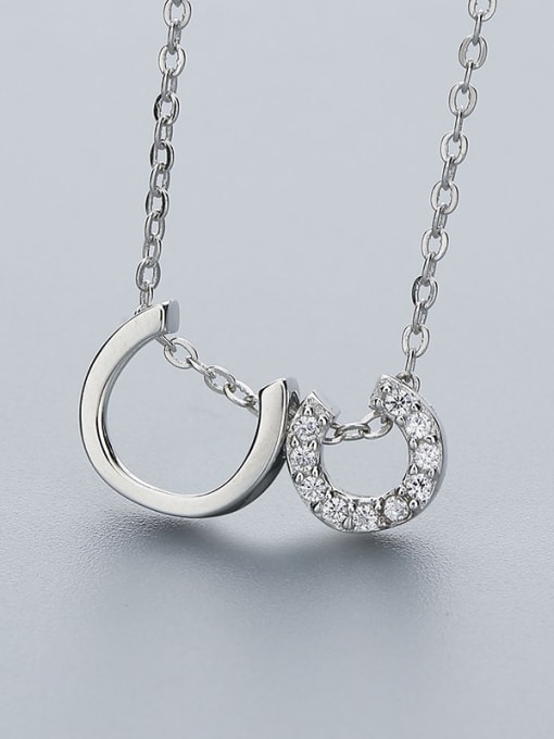One Silver Double C Shaped Necklace