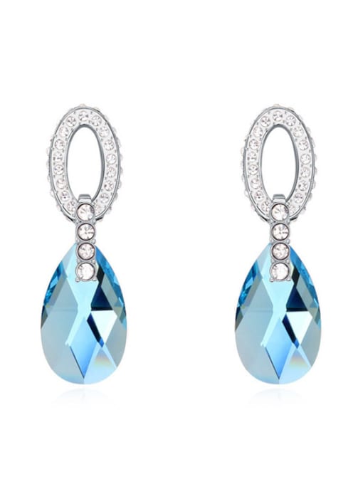 blue Simple Tiny Cubic Water Drop austrian Crystals-covered Alloy Stud Earrings