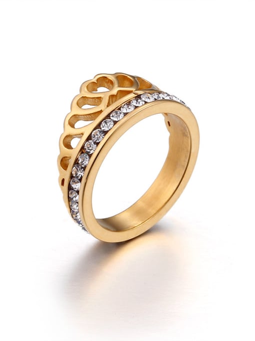 Golden Stainless Steel With 18k Gold Plated Fashion Crown Rings