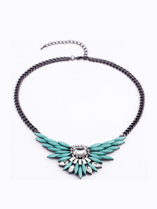 Sky Blue Wings Shaped Rhinestones Alloy Necklace