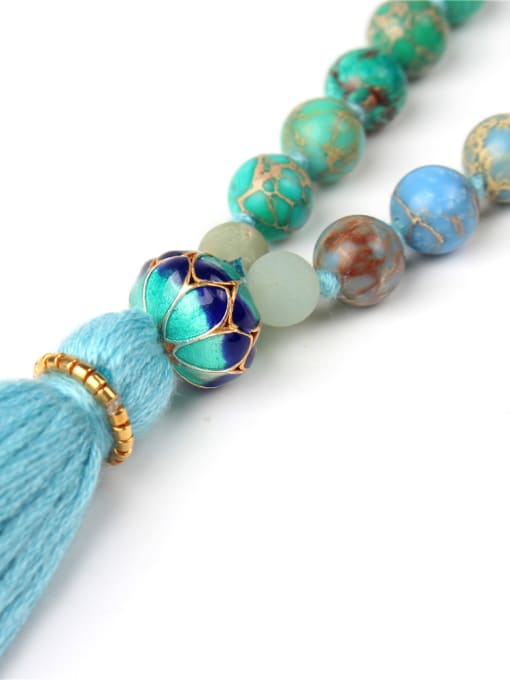 handmade Bohemia Colorful Natural Stones Tassel Long Necklace 1