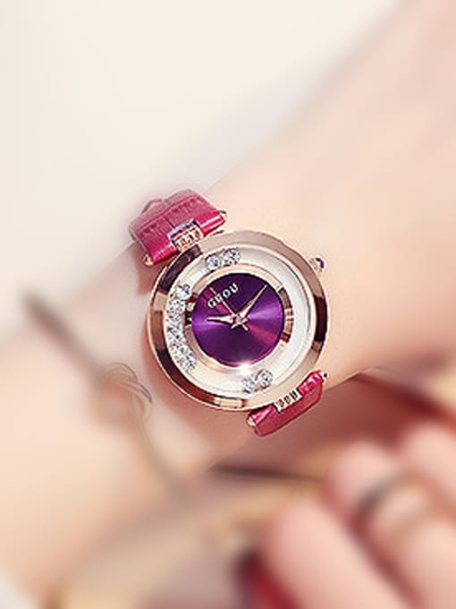 Purple 2 GUOU Brand Fashion Numberless Watch