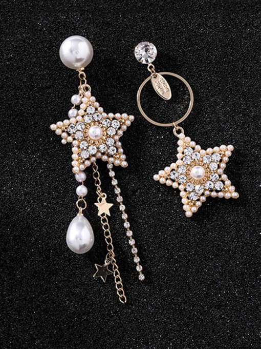 Tassel earrings Alloy With Artificial Pearl Bohemia Pentagram Asymmetry Drop Earrings