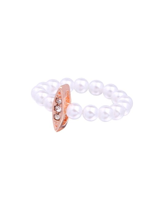 Powder Gold 02 Artificial Pearls Alloy Women Fashion Alloy Ring