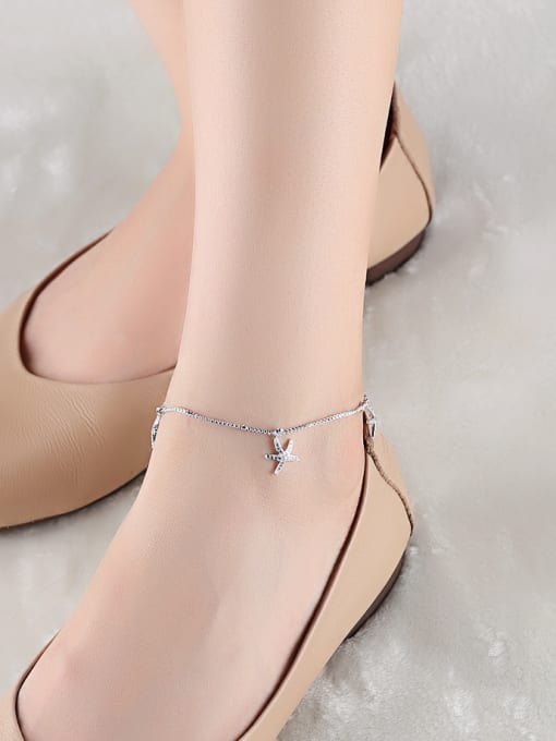 Open Sky Simple Tiny Starfish Rhinestones Women Anklet 1