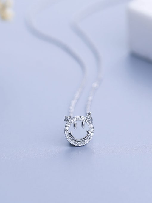 One Silver All-match Smiling Face Necklace 0