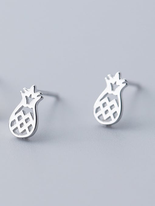 Rosh 925 Sterling Silver With Silver Plated Cute Friut Pineapple Stud Earrings 1