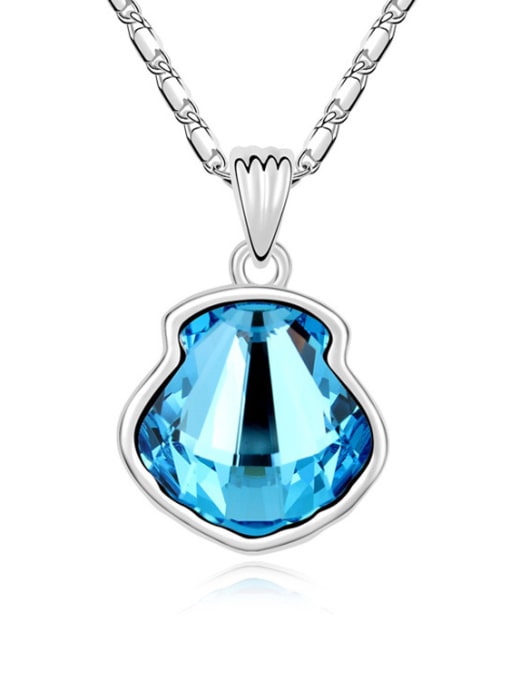 light blue Simple Shell-shaped austrian Crystal Pendant Alloy Necklace