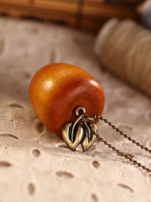 Dandelion Women Wooden Apple Shaped Necklace 2