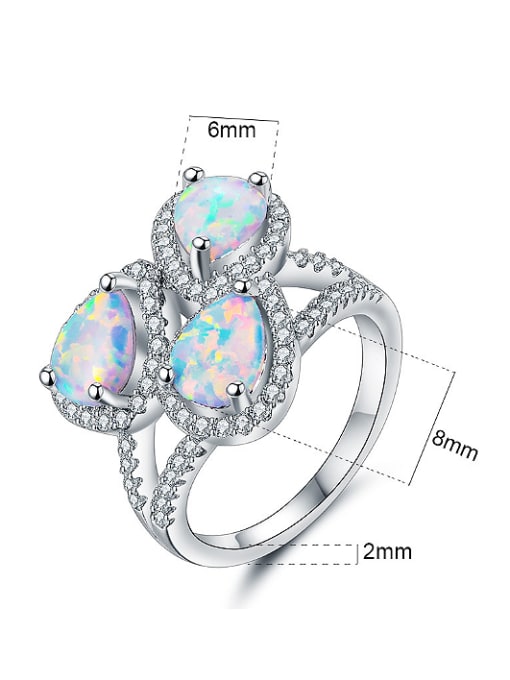 UNIENO Fashion Water Drop shaped Opal Stones Ring 3