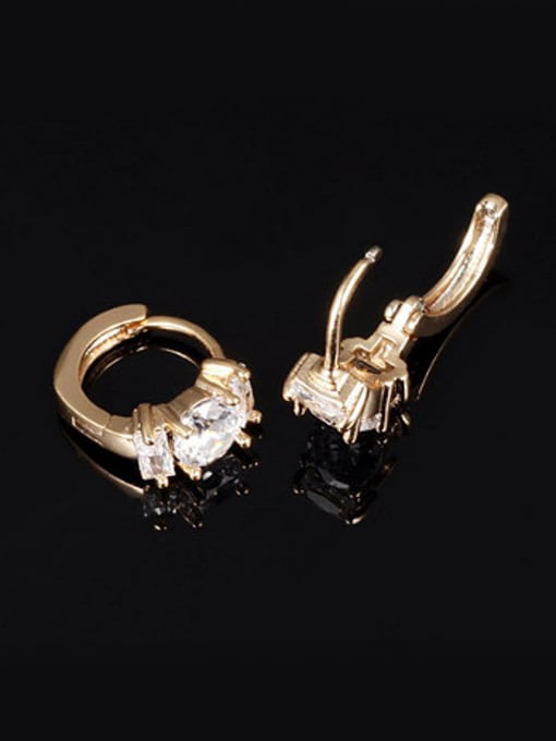 Open Sky Fashion White Zircon Champagne Gold Plated Earrings 2