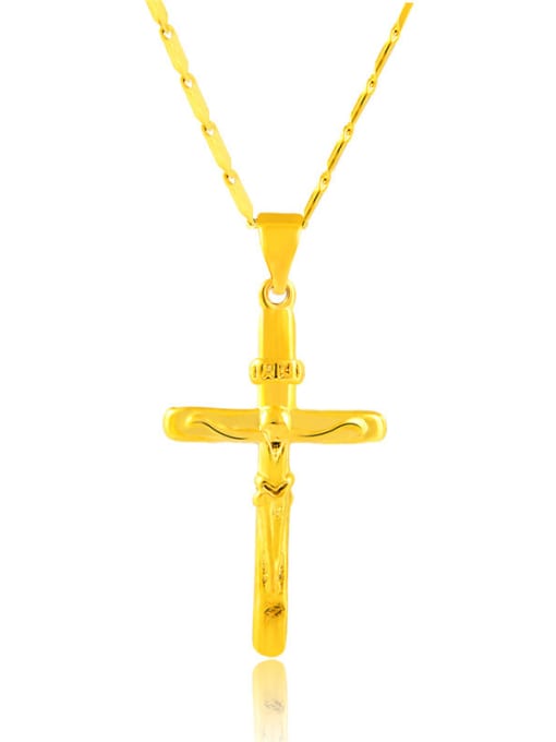 Yi Heng Da Luxury 24K Gold Plated Cross Shaped Copper Necklace 0