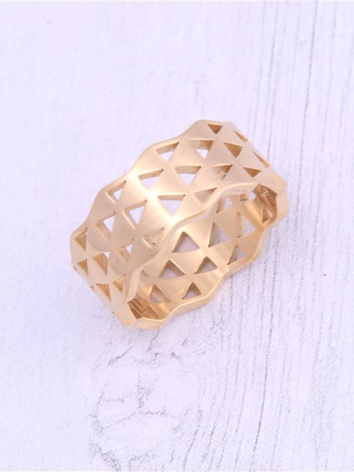 GROSE Titanium With Gold Plated Simplistic Geometric Band Rings 2