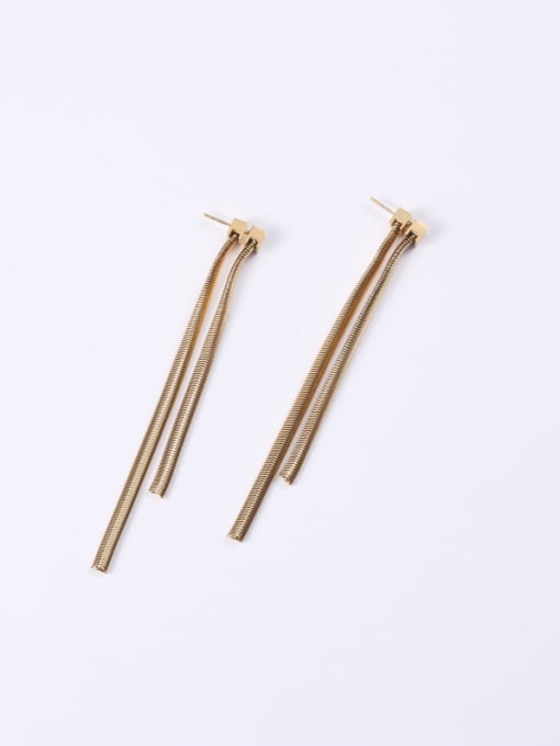 GROSE Titanium With Gold Plated Simplistic Snake Ear Line Tassel Earrings 2