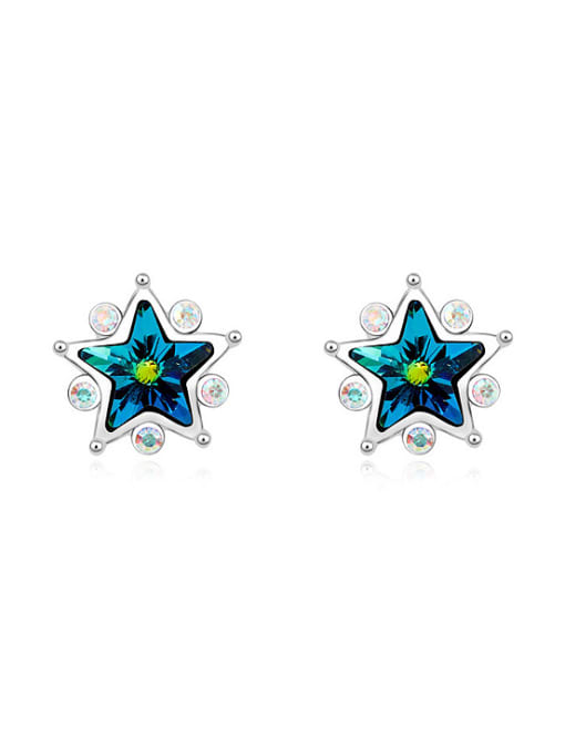 blue Fashion Shiny Star austrian Crystals Alloy Stud Earrings