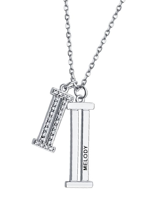 Dan 925 Sterling Silver WithCubic Zirconia Personality Square Necklaces