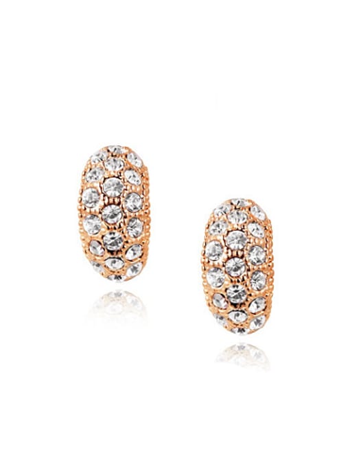 Rose Gold Oval Shaped Austria Crystal Stud Earrings