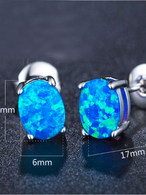 Blue Simple Style Classical Oval Shaped Stud Earrings