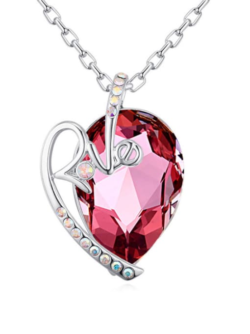 QIANZI Fashion Heart austrian Crystal Love Alloy Necklace 3