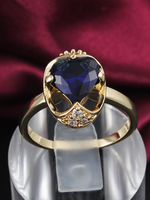SANTIAGO Blue Heart Shaped Zircon 18K Gold Plated Ring 1