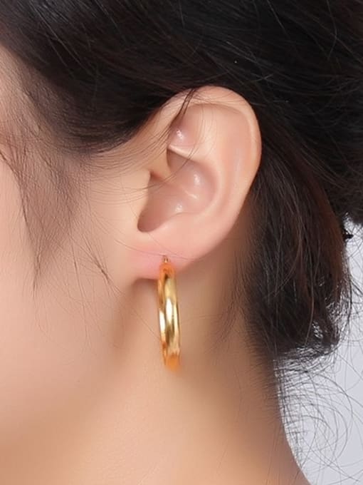 CONG Fashionable Geometric Shaped Gold Plated Titanium Drop Earrings 1