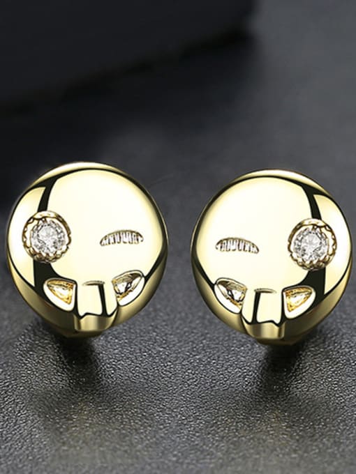18K-Gold Copper inlaid 3A zircon lovable expression Earrings