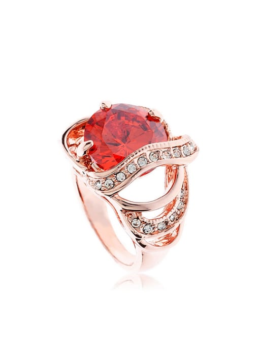 Wei Jia Fashion Ruby Zircon Alloy Rose Gold Plated Ring 0
