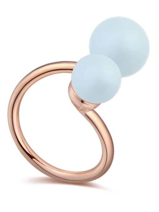 blue Personalized Two Imitation Pearls Alloy Ring
