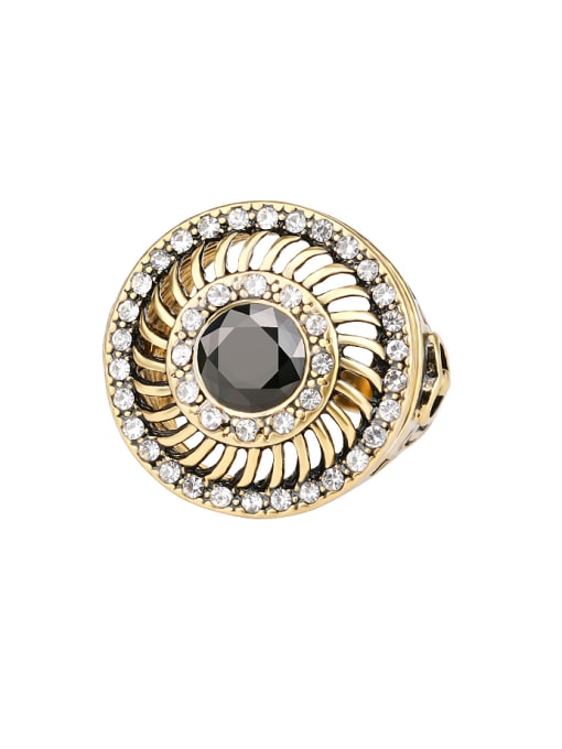 Gujin Retro style Resin stone Rhinestones Round Alloy Ring 0