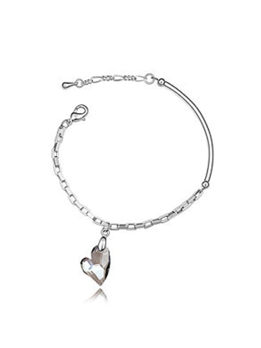 QIANZI Simple Heart austrian Crystal Alloy Bracelet