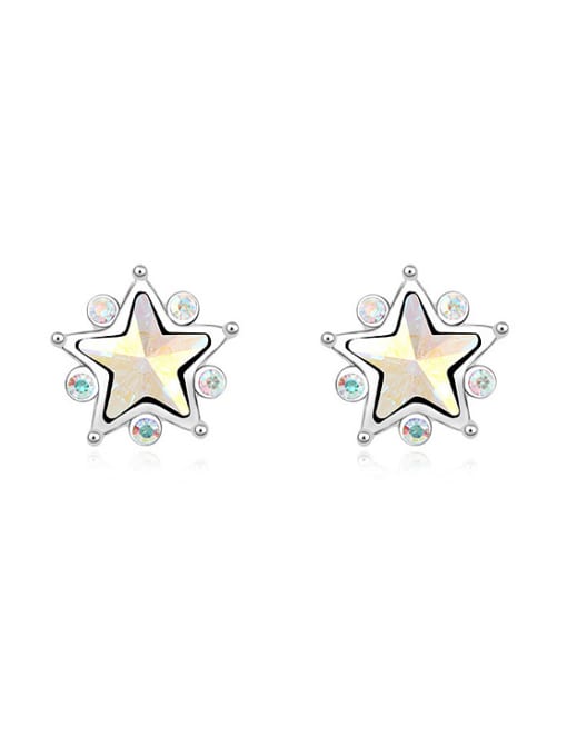 QIANZI Fashion Shiny Star austrian Crystals Alloy Stud Earrings 0