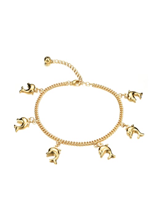 Open Sky Fashion Little Dolphins Gold Plated Anklet 0
