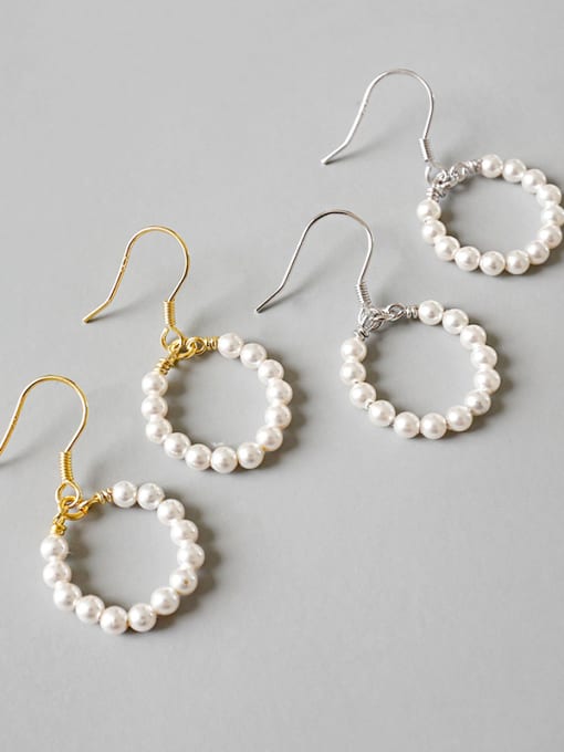 DAKA Sterling silver simple imitation pearl earrings
