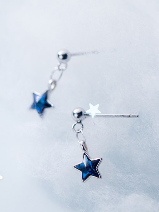Rosh Sterling silver minimalist fashion blue star earrings 1